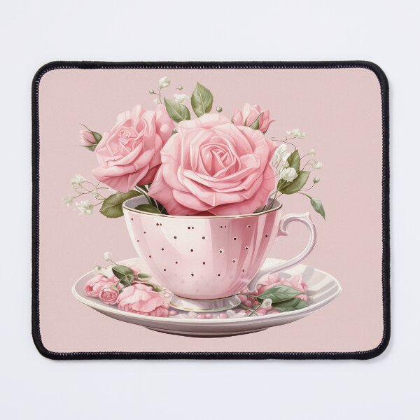 Item preview, Watercolor Pink Royal vintage Rose teacup designed and sold by Mikkway.