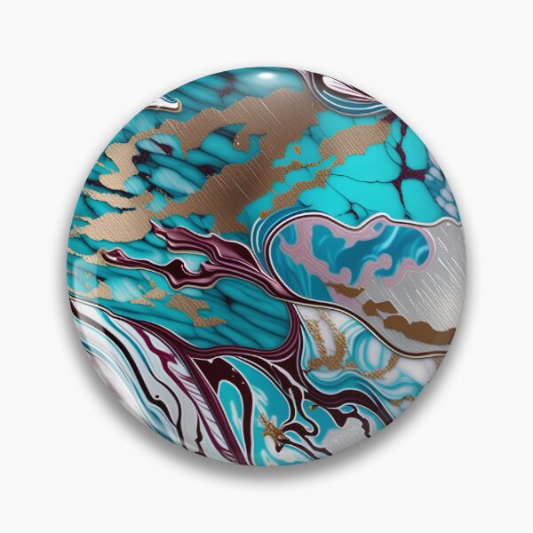 Item preview, Turquoise and white marble with a splash of maroon and gold designed and sold by BirdsnStuff.