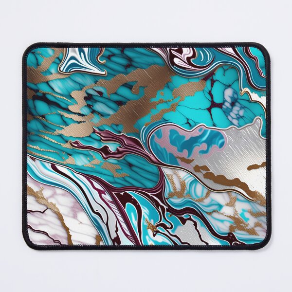 Item preview, Turquoise and white marble with a splash of maroon and gold designed and sold by BirdsnStuff.