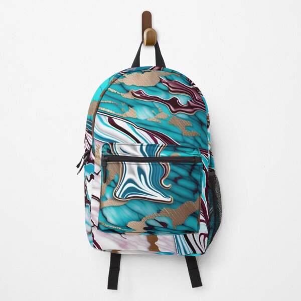 Item preview, Turquoise and white marble with a splash of maroon and gold designed and sold by BirdsnStuff.