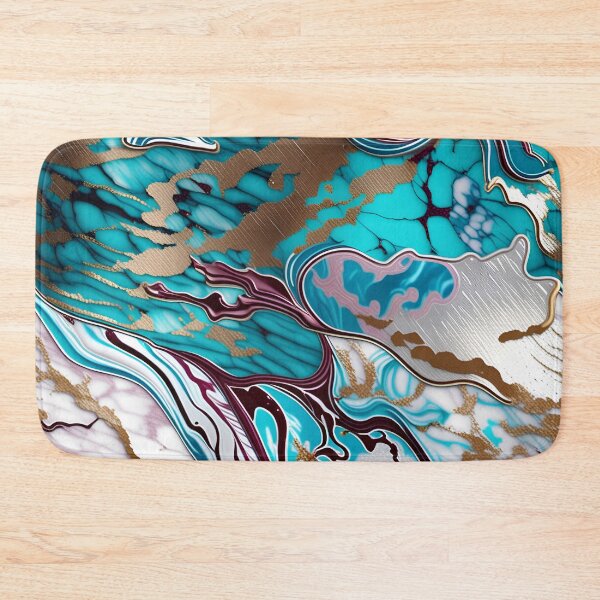 Item preview, Turquoise and white marble with a splash of maroon and gold designed and sold by BirdsnStuff.