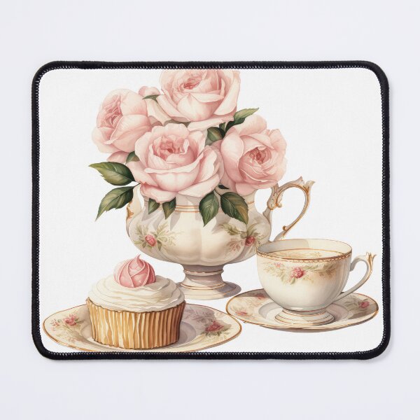 Item preview, Watercolor Pink Royal vintage Rose teacup designed and sold by Mikkway.