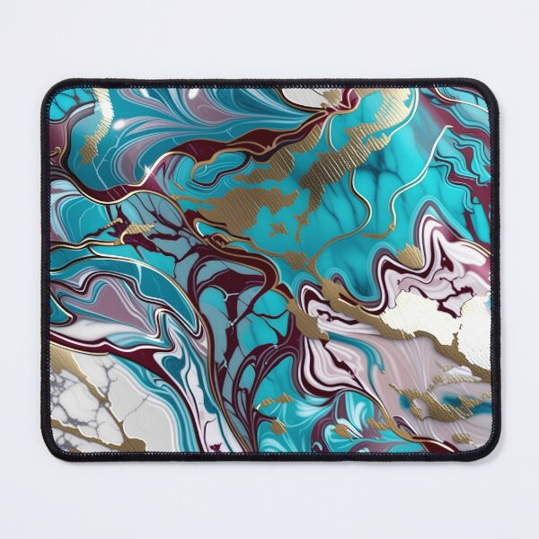 Item preview, Turquoise and white marble with a splash of maroon and gold #2 designed and sold by BirdsnStuff.