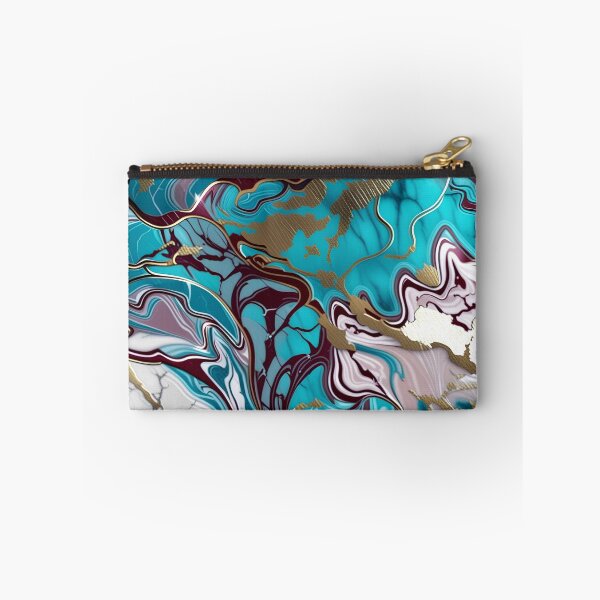 Item preview, Turquoise and white marble with a splash of maroon and gold #2 designed and sold by BirdsnStuff.