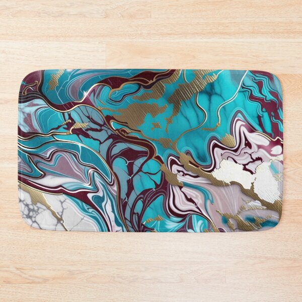 Item preview, Turquoise and white marble with a splash of maroon and gold #2 designed and sold by BirdsnStuff.