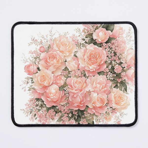 Item preview, Peachy pink rose watercolor bouquet designed and sold by ArtyBuys.