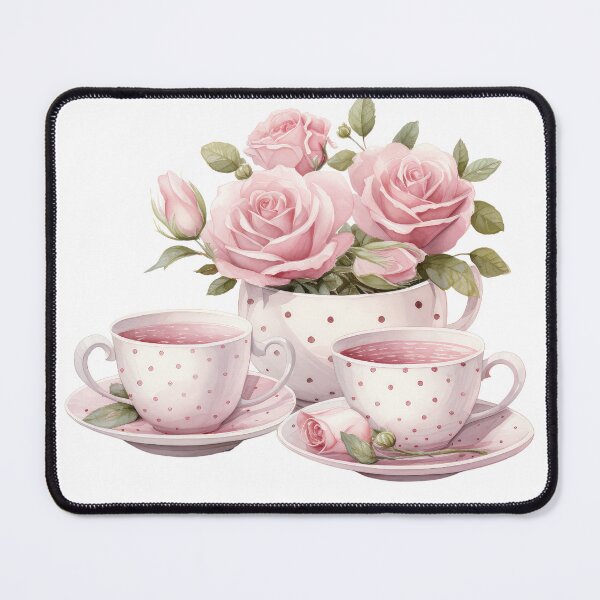 Item preview, Watercolor Pink Royal vintage Rose teacup designed and sold by Mikkway.