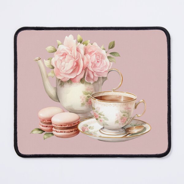 Item preview, Watercolor Pink Royal vintage Rose teacup designed and sold by Mikkway.
