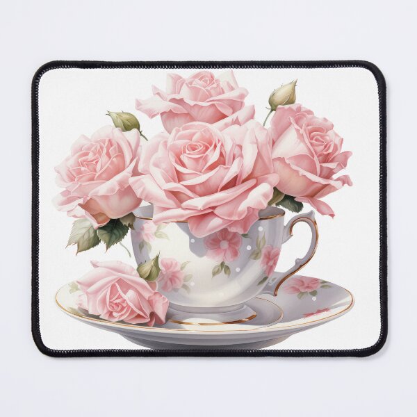 Item preview, Watercolor Pink Royal vintage Rose teacup designed and sold by Mikkway.