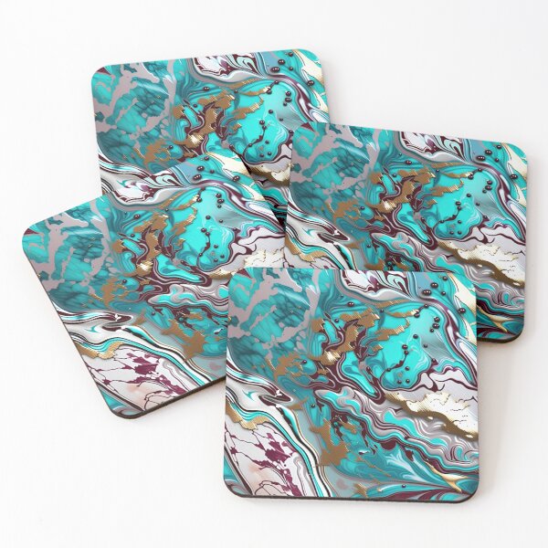 Item preview, Turquoise and white marble with a splash of maroon and gold #3 designed and sold by BirdsnStuff.