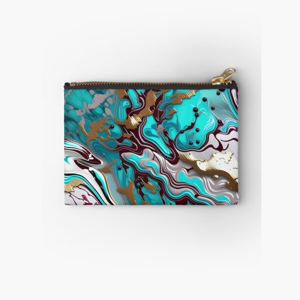 Item preview, Turquoise and white marble with a splash of maroon and gold #3 designed and sold by BirdsnStuff.