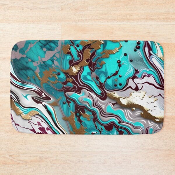 Item preview, Turquoise and white marble with a splash of maroon and gold #3 designed and sold by BirdsnStuff.