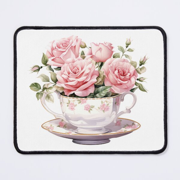 Item preview, Watercolor Pink Royal vintage Rose teacup designed and sold by Mikkway.