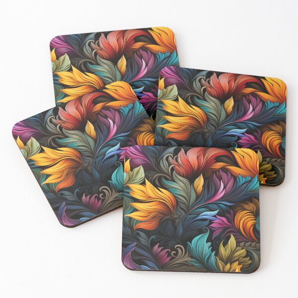 Item preview, Colorful Lush Night Blooms Dark Floral Leaves designed and sold by NikkofTime.