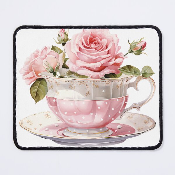Item preview, Watercolor Pink Royal vintage Rose teacup designed and sold by Mikkway.