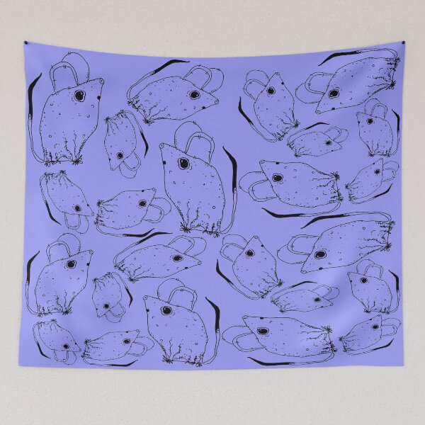 Item preview, TINY BUT MIGHTY BLACK x PERIWINKLE RODENT MOUSE  designed and sold by GIVENGRACE.ART.