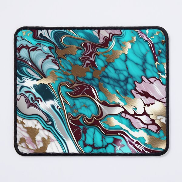 Item preview, Turquoise and white marble with a splash of maroon and gold #4 designed and sold by BirdsnStuff.