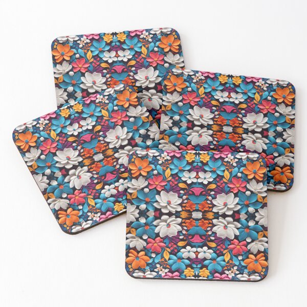 Item preview, Bright color 3d flowers abstract pattern designed and sold by Itzjustlife.