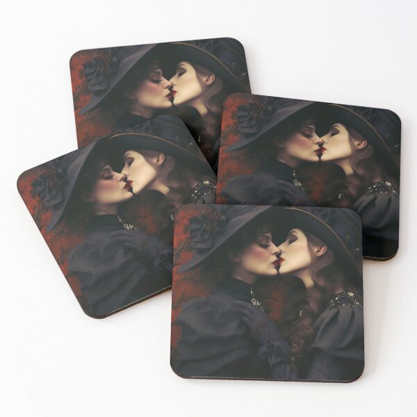 Item preview, Goth sapphic witches kissing designed and sold by Forest Alchemist.