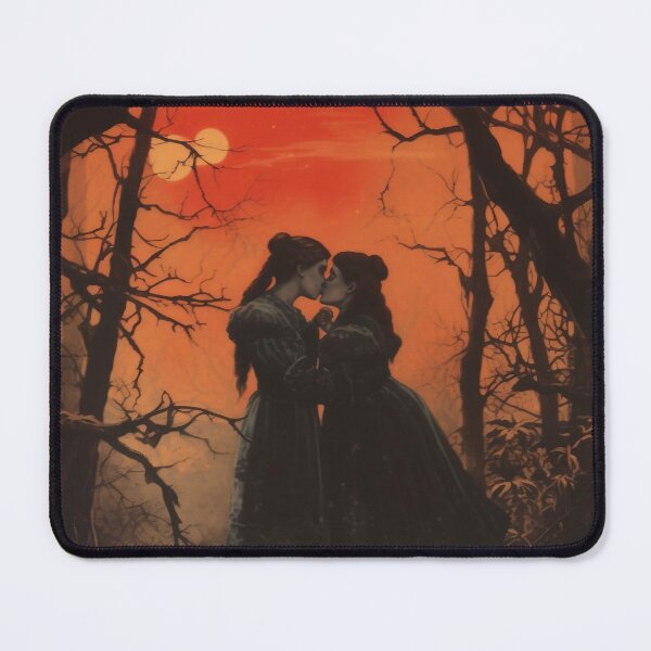 Item preview, Vintage sapphic witches kissing in the night forest designed and sold by Forest Alchemist.