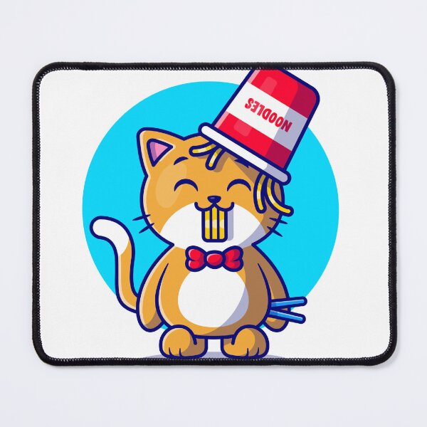 Item preview, Cute Cat Enjoying Ramen Noodle Delight designed and sold by hjian8219.