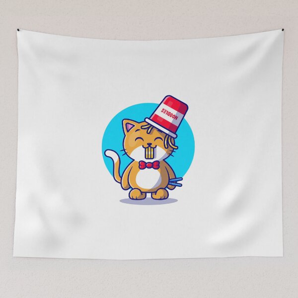 Item preview, Cute Cat Enjoying Ramen Noodle Delight designed and sold by hjian8219.