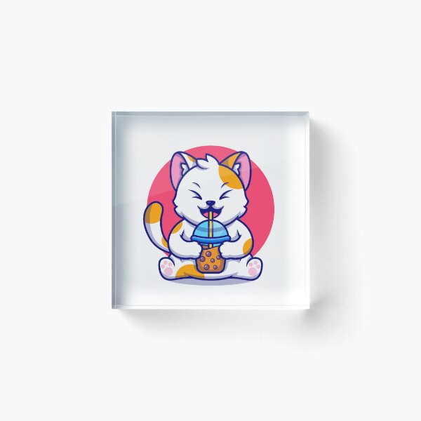 Item preview, "Cute Cat Sipping Boba Milk Tea Bliss! designed and sold by hjian8219.