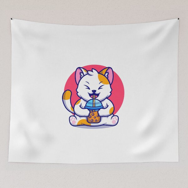 Item preview, "Cute Cat Sipping Boba Milk Tea Bliss! designed and sold by hjian8219.