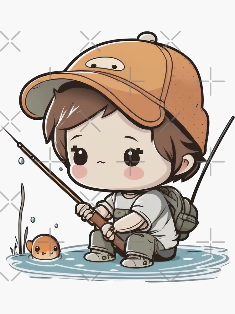 Nothing like a little fishing to bring out your inner kawaii pro Sticker  for Sale by cafegrafis