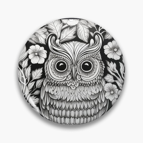 Item preview, Sweet owl in black and white version – MAJOLICA PATTERN 01 designed and sold by MadamPaperHazel.