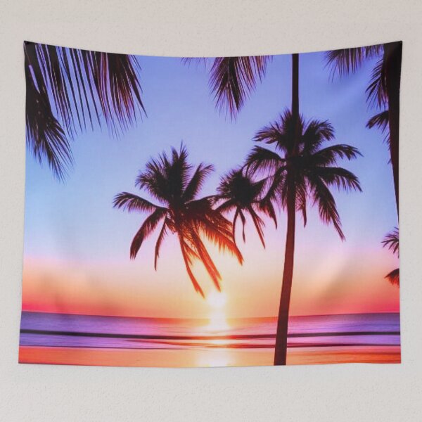 Aperçu de l'œuvre Palmiers avec coucher de soleil coloré créée et vendue par Cedex.