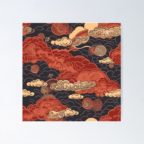 Aperçu de l'œuvre Motif de nuages japonais Kumo créée et vendue par ReachingRoyalty.