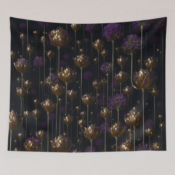 Item preview, Brass Accents - Subtle Brass Allium Flower Buds and Purple Blooms designed and sold by Beachy.
