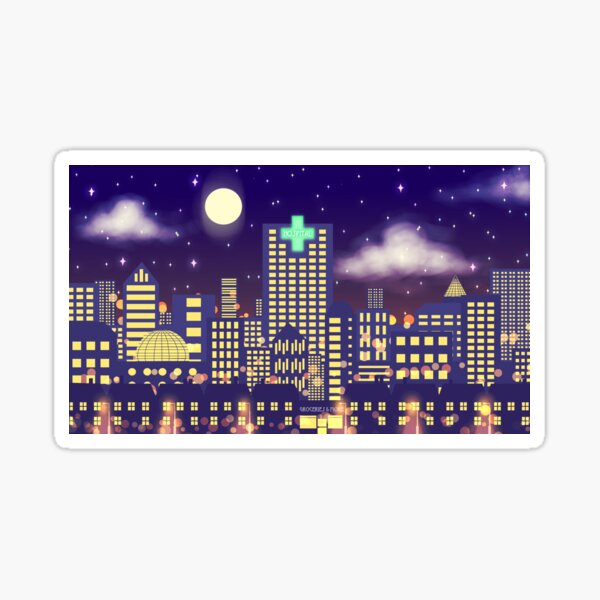 Nighttime Cityscape Sticker