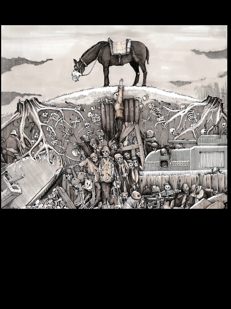Thumbnail 7 of 7, Oversized T-Shirt, World War 1 soldiers in a battlefield trench designed and sold by tommek.