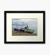 Fishing Boats and Net On Beer Beach Framed Print