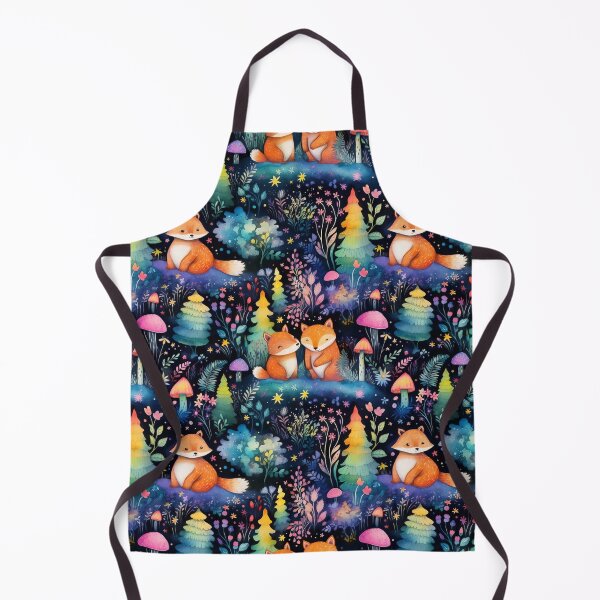 Item preview, Cute Foxes in the Forest Maximalist Black and Rainbow Colors Print designed and sold by Alcyonian.