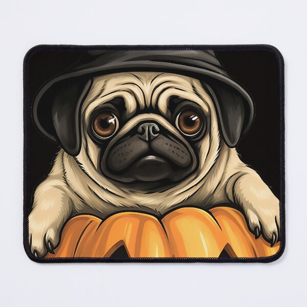 Item preview, Cute Halloween Pug with a Hut in the Pumpkin Autumn designed and sold by VermintStudio.