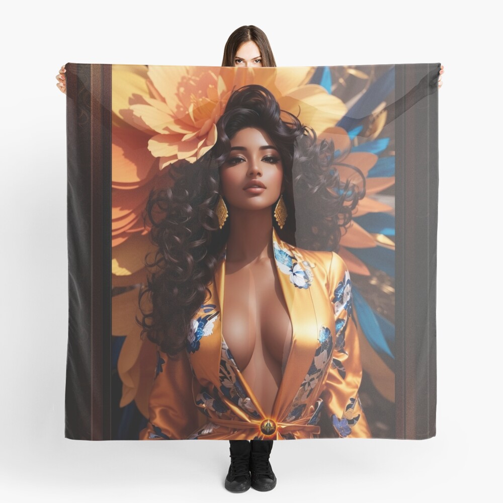 Portrait Of Daniela-Isabella Castoucia Beautiful AI Concept Art by Xzendor7 Ladies Decorative Scarf
