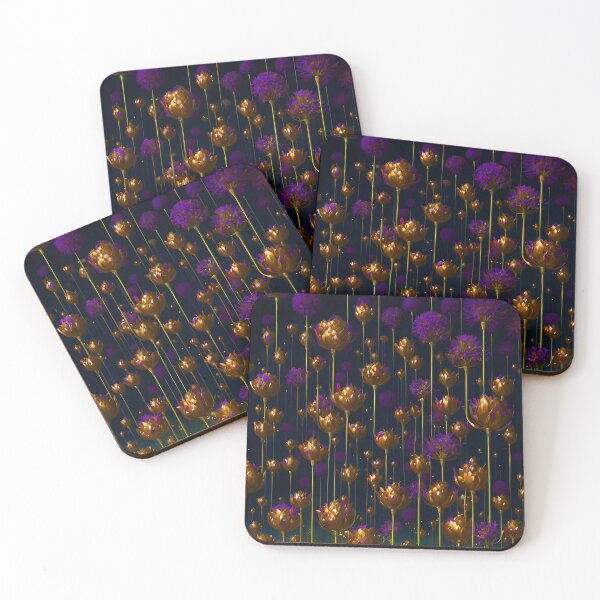 Item preview, Gold Accents - Gold Allium Flower Buds and Purple Blooms designed and sold by Beachy.