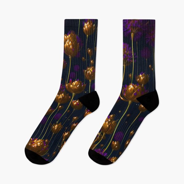 Item preview, Gold Accents - Gold Allium Flower Buds and Purple Blooms designed and sold by Beachy.