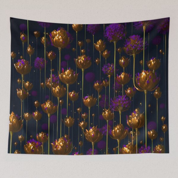 Item preview, Gold Accents - Gold Allium Flower Buds and Purple Blooms designed and sold by Beachy.