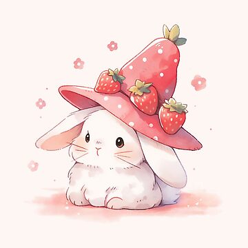 絵画 strawberry & cutie rabbit 絵画 strawberry & cutie rabbit Bunny Painting and Strawberry