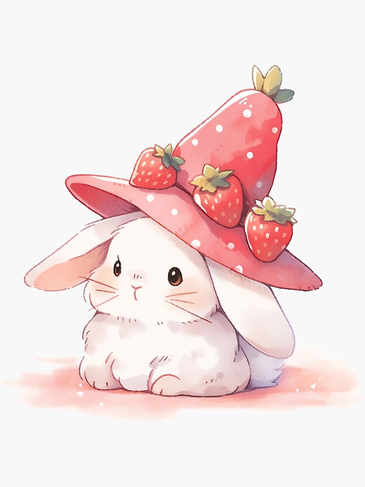 lapin mignon tenant un dessin animé aux fraises 8244028 Art