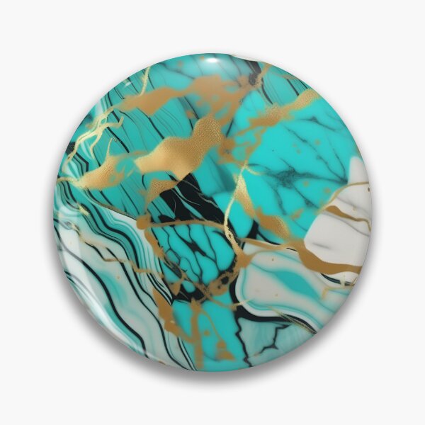 Item preview, Turquoise and white marble with splashes of gold #2 designed and sold by BirdsnStuff.