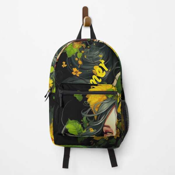 Item preview, Summer Woman Abstract Art With Summer Green Leaves and Yellow Flowers designed and sold by liminal-concept.