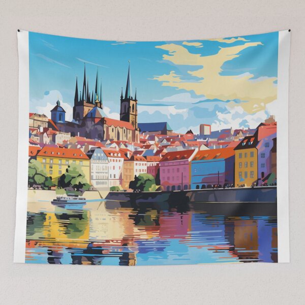 Item preview, A Pop Art Travel Print of Prague - Czech Republic designed and sold by StudioRedKoala.