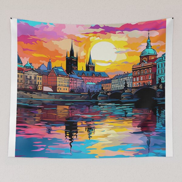 Item preview, A Pop Art Travel Print of Prague - Czech Republic designed and sold by StudioRedKoala.