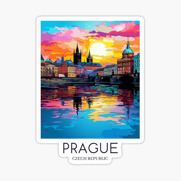 Item preview, A Pop Art Travel Print of Prague - Czech Republic designed and sold by StudioRedKoala.