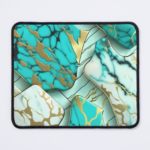 Item preview, Turquoise and white marble with splashes of gold #3 designed and sold by BirdsnStuff.